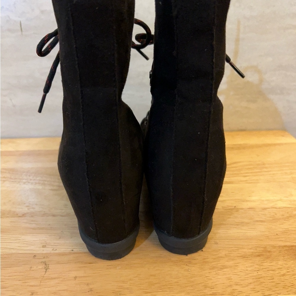 Serra Wedge Heel Lace-Up Faux Suede Boots - Picture 5 of 10